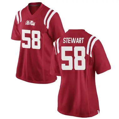 Women's Replica Elliot Stewart Ole Miss Rebels Football College Jersey - Red